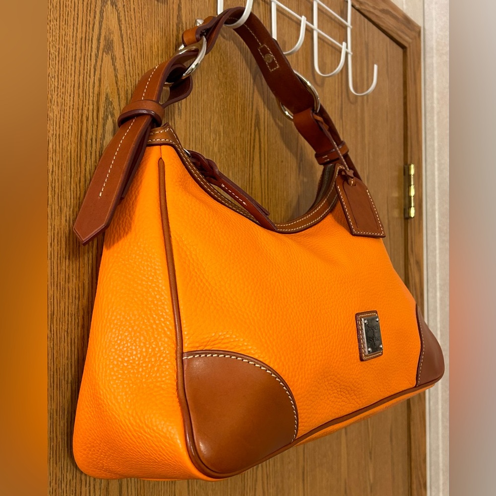 Dooney And Bourke Orange Pebble Leather Harrison Hobo Shoulder Bag - Picture 3 of 15